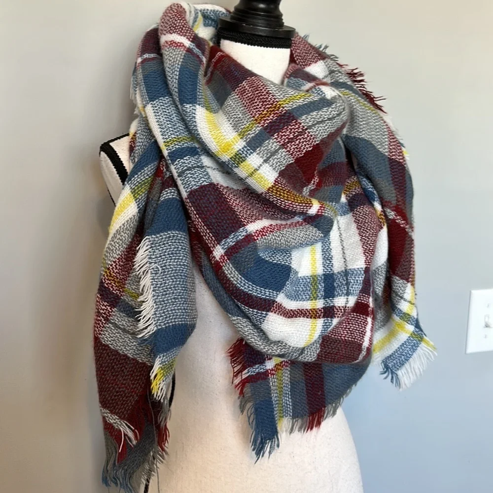 Extra Large Fall Plaid Soft Scarf